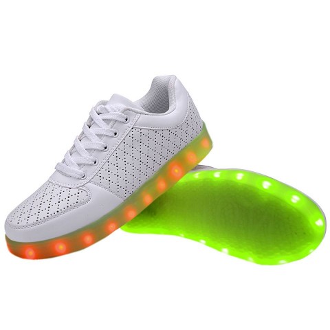 Women USB Charging LED Light Up Shoes Flashing Sneakers - White