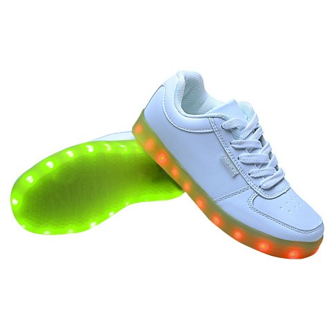 Women USB Charging LED Light Up Shoes Flashing Sneakers - White