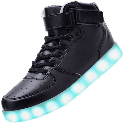 Men High Top USB Charging LED Light Up Shoes Flashing Sneakers - Black