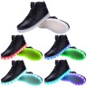 Women High Top USB Charging LED Light Up Shoes Flashing Sneakers - Black