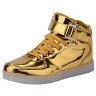 Women High Top USB Charging LED Light Up Shoes Flashing Sneakers - Gold