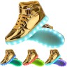 Women High Top USB Charging LED Light Up Shoes Flashing Sneakers - Gold