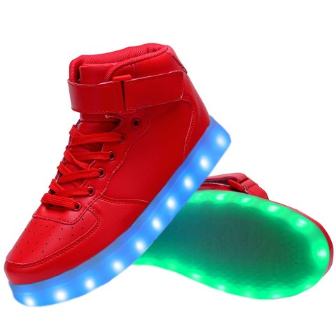 Women High Top USB Charging LED Light Up Shoes Flashing Sneakers  - Red