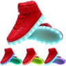 Men High Top USB Charging LED Light Up Shoes Flashing Sneakers - Red