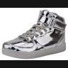 Women High Top USB Charging LED Light Up Shoes Flashing Sneakers - Silver