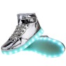 Men High Top USB Charging LED Light Up Shoes Flashing Sneakers - Silver