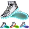 Men High Top USB Charging LED Light Up Shoes Flashing Sneakers - Silver