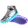 Women High Top USB Charging LED Light Up Shoes Flashing Sneakers - Silver