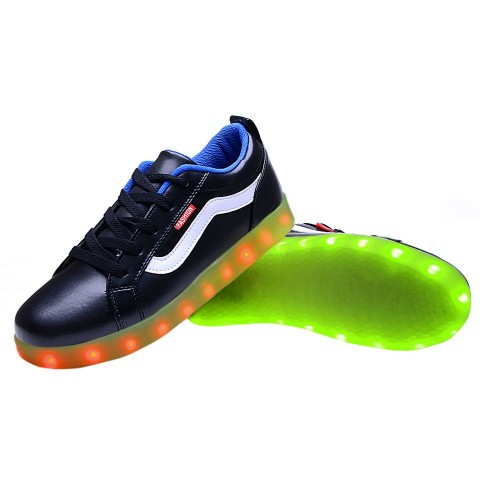 Women USB Charging LED Light Up Sport Shoes Flashing Sneakers - Blue