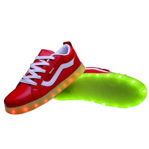 Women USB Charging LED Light Up Sport Shoes Flashing Sneakers - Red