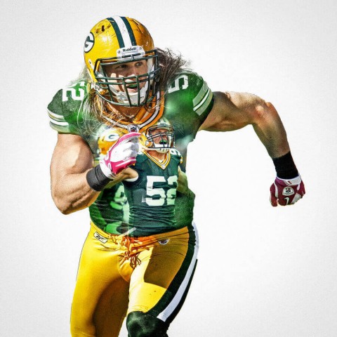 Green Bay Packers Clay Matthews Football Wall Posters with 6 Sizes Unframed