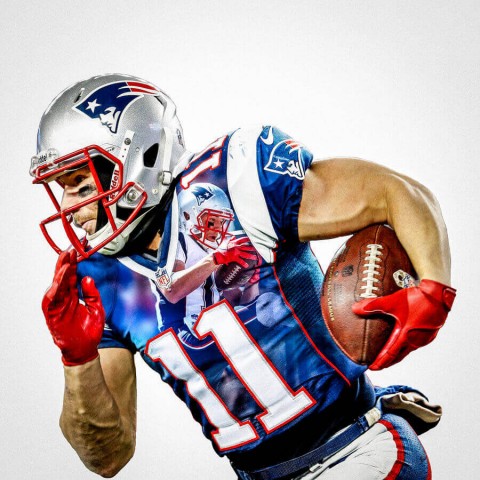 New England Patriots Julian Edelman Football Wall Posters with 6 Sizes Unframed