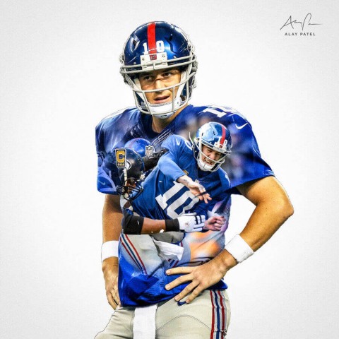 New York Giants Eli Manning Football Wall Posters with 6 Sizes Unframed