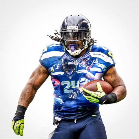 Seattle Seahawks Marshawn Lynch Football Wall Posters with 6 Sizes Unframed