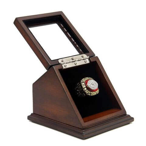 AFC 1985 New England Patriots Championship Replica Fan Ring with Wooden Display Case