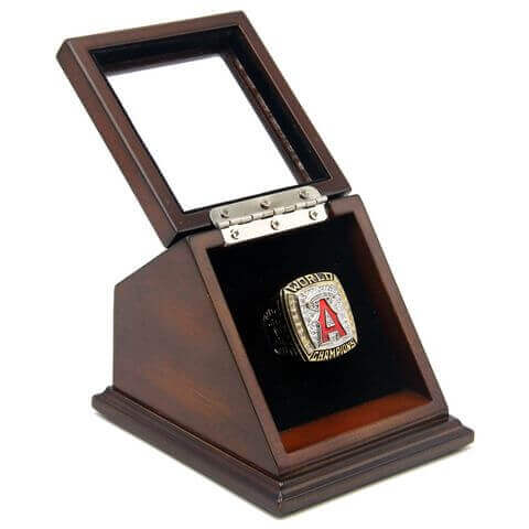 MLB 2002 Los Angeles Angels of Anaheim World Series Championship Replica Fan Ring with Wooden Display Case