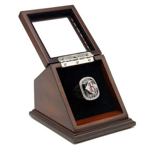 MLB 2004 Boston Red Sox World Series Championship Replica Fan Ring with Wooden Display Case