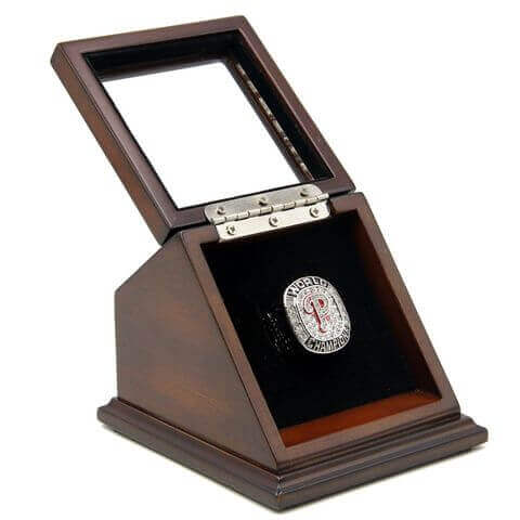 MLB 2008 Philadelphia Phillies World Series Championship Replica Fan Ring with Wooden Display Case