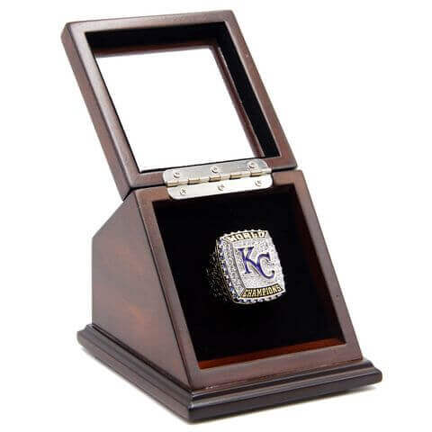 MLB 2015 Kansas City Royals World Series Championship Replica Fan Ring with Wooden Display Case