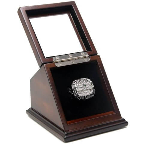 NFC 2014 Seattle Seahawks Championship Replica Fan Ring with Wooden Display Case