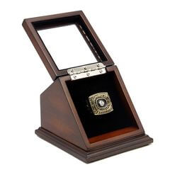 NFL 1974 Super Bowl IX Pittsburgh Steelers Championship Replica Fan Ring with Wooden Display Case