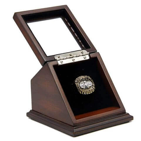 NFL 1975 Super Bowl X Pittsburgh Steelers Championship Replica Fan Ring with Wooden Display Case