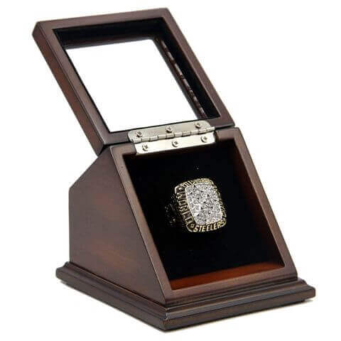 NFL 1978 Super Bowl XIII Pittsburgh Steelers Championship Replica Fan Ring with Wooden Display Case