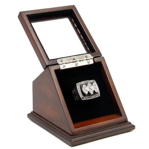 NFL 1983 Super Bowl XVIII Los Angeles/Oakland Raiders Championship Replica Fan Ring with Wooden Display Case