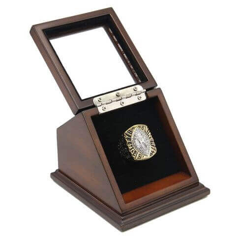 NFL 1989 Super Bowl XXIV San Francisco 49Ers Championship Replica Fan Ring with Wooden Display Case