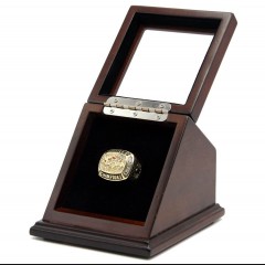 NFL 1997 Super Bowl XXXII Denver Broncos 18K Gold-Plated Championship Replica Fan Ring with Wooden Display Case