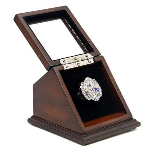 NFL 2004 Super Bowl XXXIX New England Patriots Championship Replica Fan Ring with Wooden Display Case