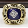 NHL 1984 Edmonton Oilers Stanley Cup Championship Replica Fan Ring with Wooden Display Case