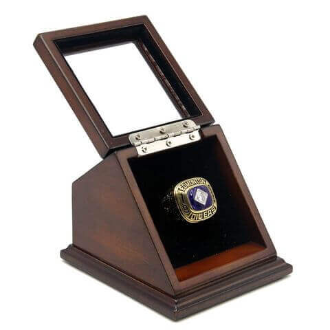 NHL 1984 Edmonton Oilers Stanley Cup Championship Replica Fan Ring with Wooden Display Case