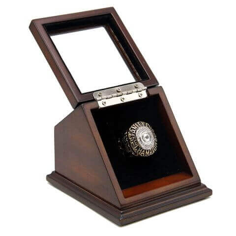 NHL 1985 Edmonton Oilers Stanley Cup Championship Replica Fan Ring with Wooden Display Case