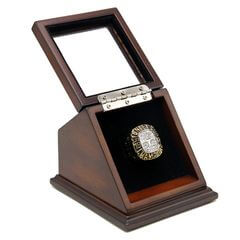 NHL 1987 Edmonton Oilers Stanley Cup Championship Replica Fan Ring with Wooden Display Case