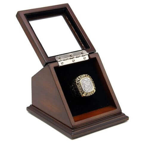 NHL 1995 New Jersey Devils Stanley Cup Championship Replica Fan Ring with Wooden Display Case