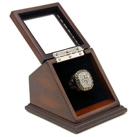 NHL 1999 Dallas Stars Stanley Cup Championship Replica Fan Ring with Wooden Display Case