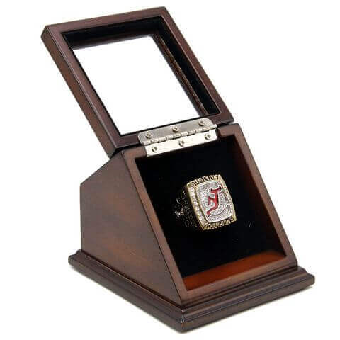 NHL 2003 New Jersey Devils Stanley Cup Championship Replica Fan Ring with Wooden Display Case