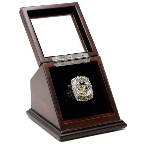 NHL 2016 Pittsburgh Penguins Stanley Cup Championship Replica Fan Ring with Wooden Display Case