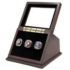 MLB 2004 2007 2013 Boston Red Sox World Series Championship Replica Fan Rings with Wooden Display Case Set