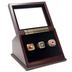 MLB 1975 1976 1990 Cincinnati Reds World Series Championship Replica Fan Rings with Wooden Display Case Set