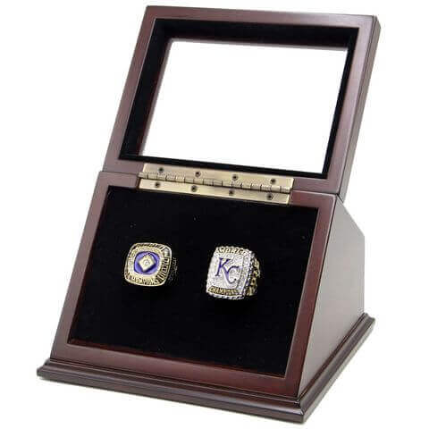 MLB 1985 2015 Kansas City Royals World Series Championship Replica Fan Rings with Wooden Display Case Set