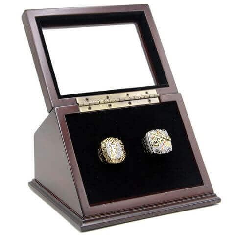 MLB 1997 2003 Florida Miami Marlins World Series Championship Replica Fan Rings with Wooden Display Case Set