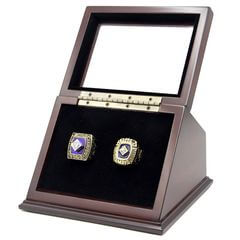 MLB 1969 1986 New York Mets World Series Championship Replica Fan Rings with Wooden Display Case Set