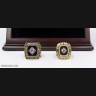 MLB 1969 1986 New York Mets World Series Championship Replica Fan Rings with Wooden Display Case Set