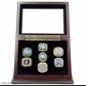 MLB 1977 1978 1996 1998 1999 2000 2009 New York Yankees World Series Championship Replica Ring with Wooden Display Cases Set