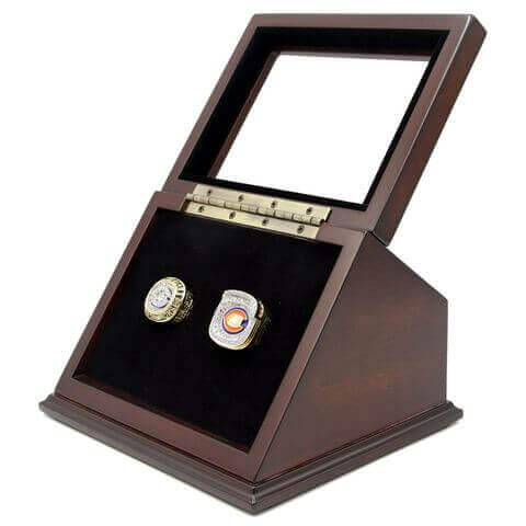 NFL 1985 2006 Chicago Bears Super Bowl Championship Replica Fan Rings with Wooden Display Case Set