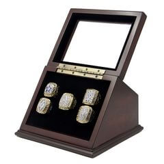 NFL 1971 1977 1992 1993 1995 Dallas Cowboys Super Bowl Championship Replica Fan Rings with Wooden Display Case Set