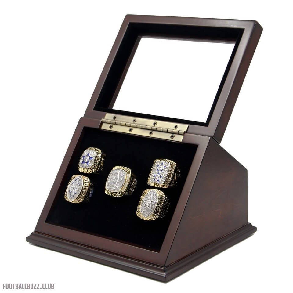HASTTHOU Dallas Cowboys Supper Bowl Championship Rings Display Box Full Set Replica Yellow 