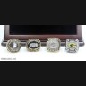 NFL 1966 1967 1996 2010 Green Bay Packers Super Bowl Championship Replica Fan Rings with Wooden Display Case Set